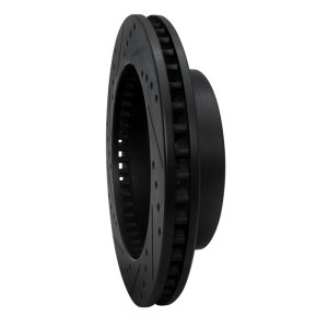 Dodge Ram 1500 Pickup Brake Rotor (1) - Front Right - R1 Concepts - Drilled & Slotted - Black - `00-`01